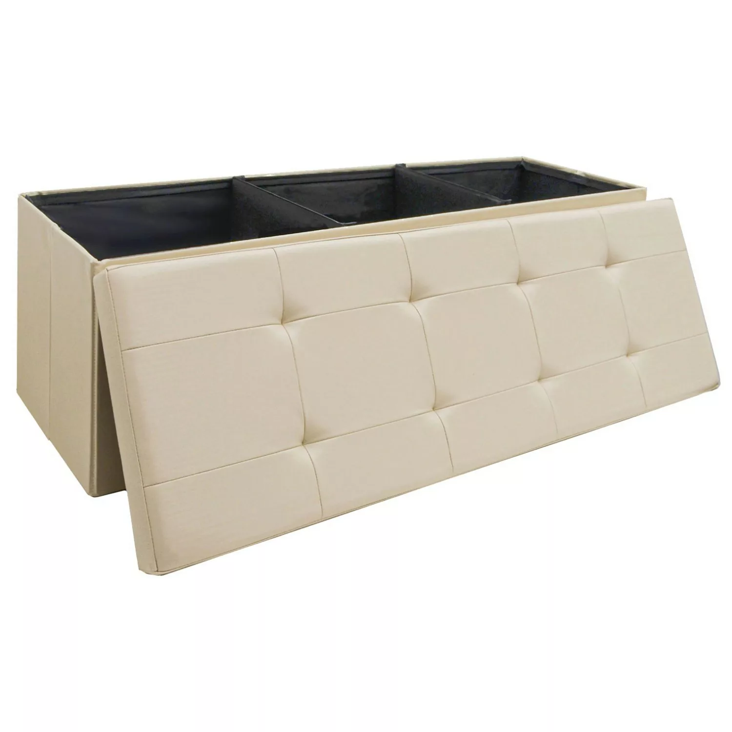 DuneDesign Sitzbank mit 120L Stauraum 110 x 38 x 38 cm in Beige günstig online kaufen