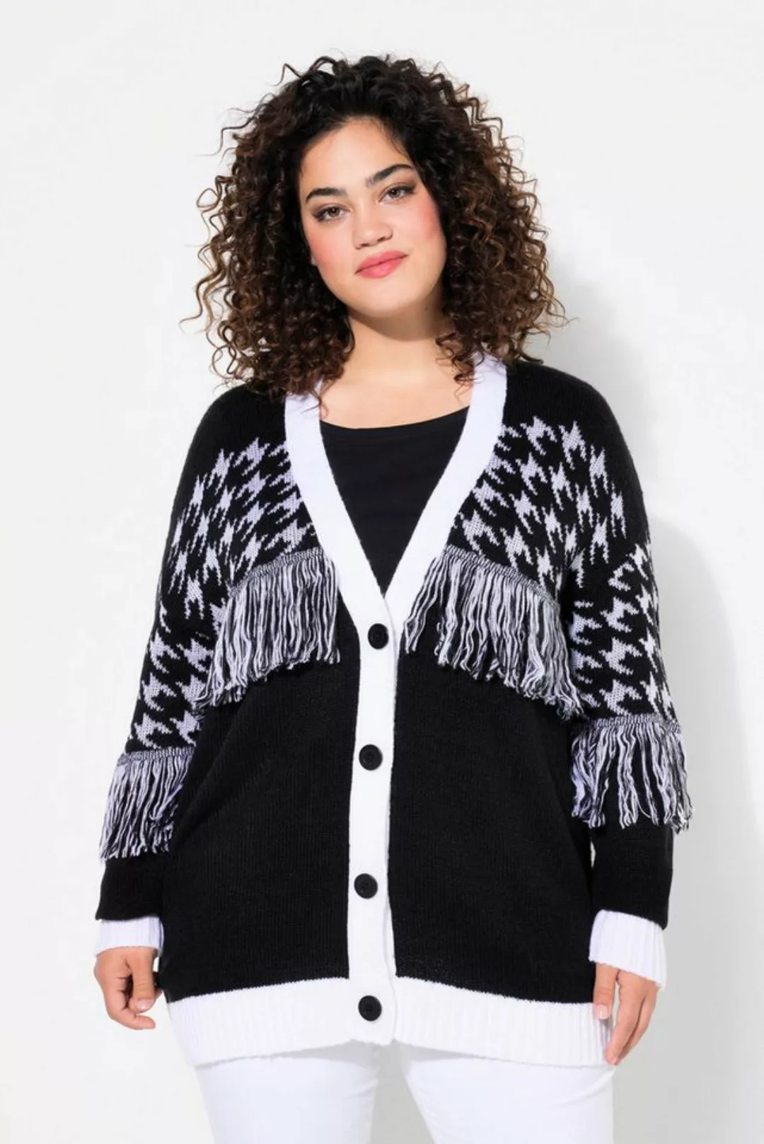 Angel of Style Strickjacke Strickjacke oversized Hahnentritt Fransen Langar günstig online kaufen