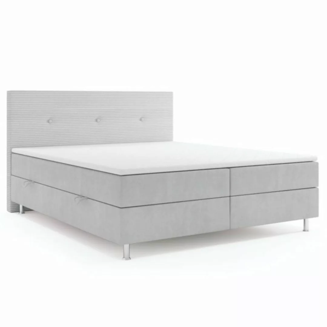 M-Punkt24 Boxspringbett RIO (Grau, Liegefläche 180 x 200cm), mit Bettkasten günstig online kaufen