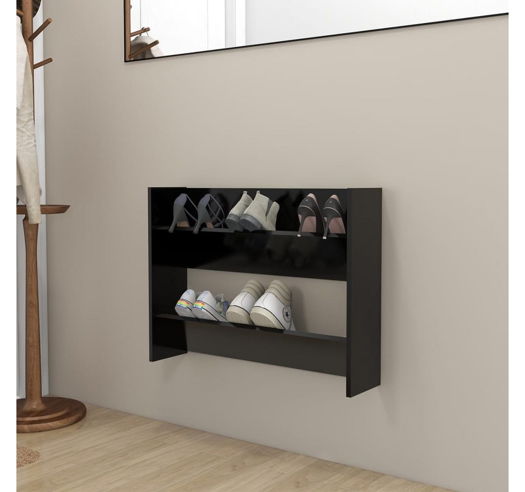 vidaXL Schrankmodule Wand-Schuhschrank Schwarz 80x18x60 cm Holzwerkstoff günstig online kaufen