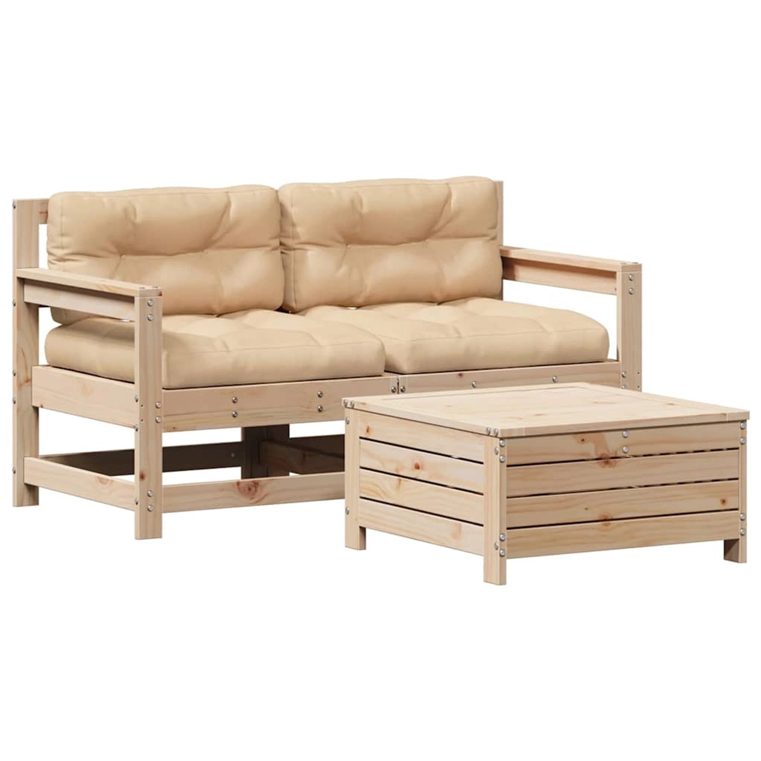 vidaXL 3-Tlg Garten-Lounge-Set mit Kissen Massivholz Kiefer 3250764 günstig online kaufen