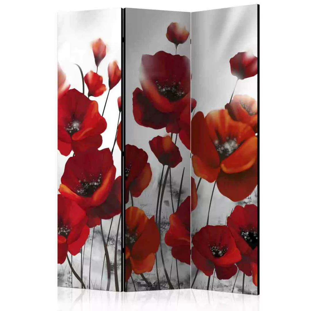 Paravent Sichtschutz mit roten Mohnblumen 135 cm breit günstig online kaufen
