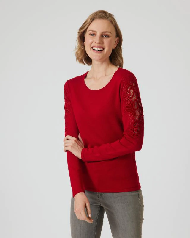 Ovanti Strickdesign Glow Pullover mit Samtstickerei günstig online kaufen