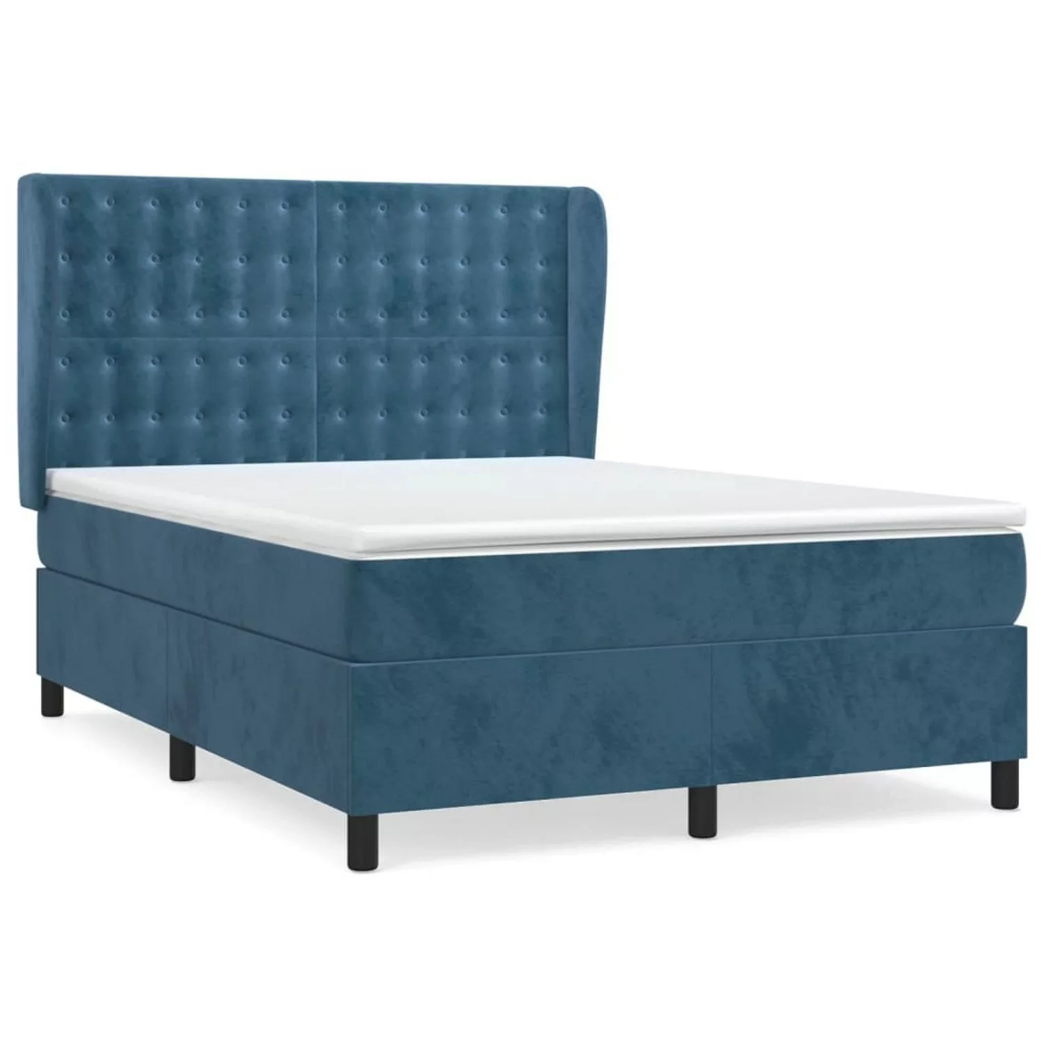 vidaXL Boxspringbett mit Matratze Dunkelblau 140x190 cm Samt1394604 günstig online kaufen