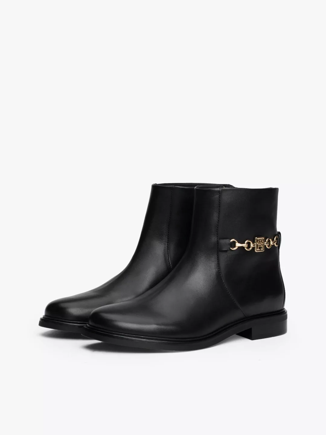 Tommy Hilfiger Stiefelette "TH CHAIN LEATHER LOW BOOTIE", Blockabsatz, Busi günstig online kaufen