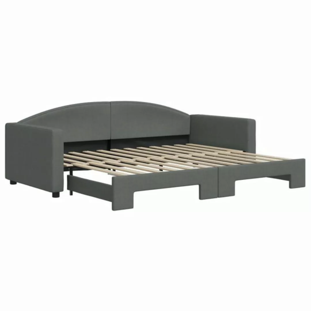 furnicato Bett Tagesbett Ausziehbar Dunkelgrau 90x200 cm Stoff (1-tlg) günstig online kaufen