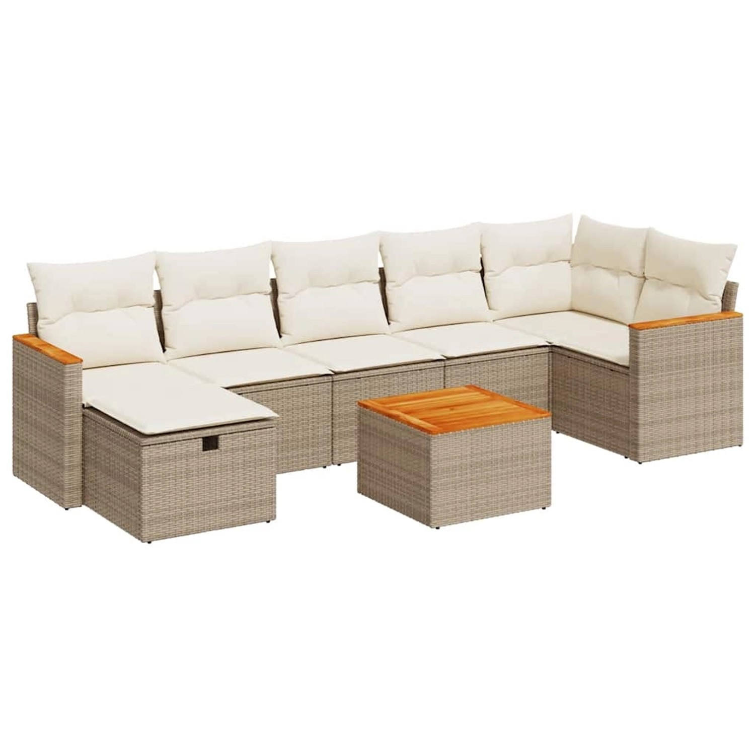 vidaXL 8-Tlg Garten-Sofagarnitur mit Kissen Beige Poly Rattan 3325936 günstig online kaufen