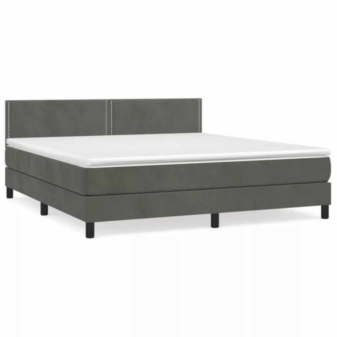 furnicato Bett Boxspringbett mit Matratze Dunkelgrau 180x200 cm Samt (1-tlg günstig online kaufen