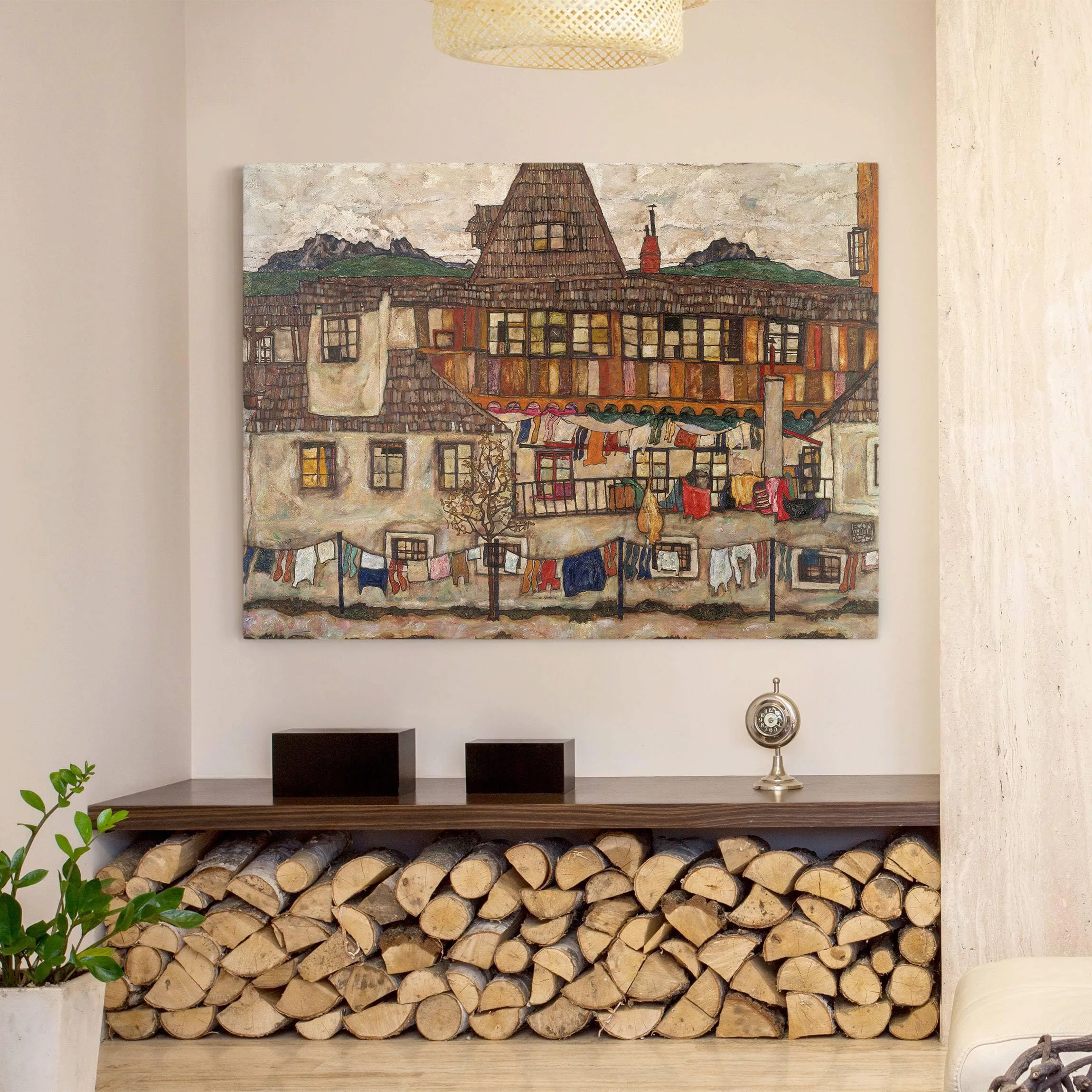 Leinwandbild Kunstdruck - Querformat Egon Schiele - Häuser mit trocknender günstig online kaufen
