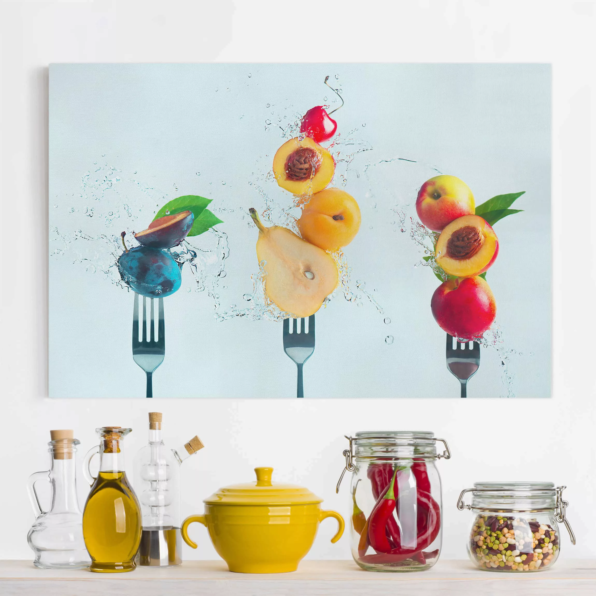 Leinwandbild Küche - Querformat Fruchtsalat günstig online kaufen