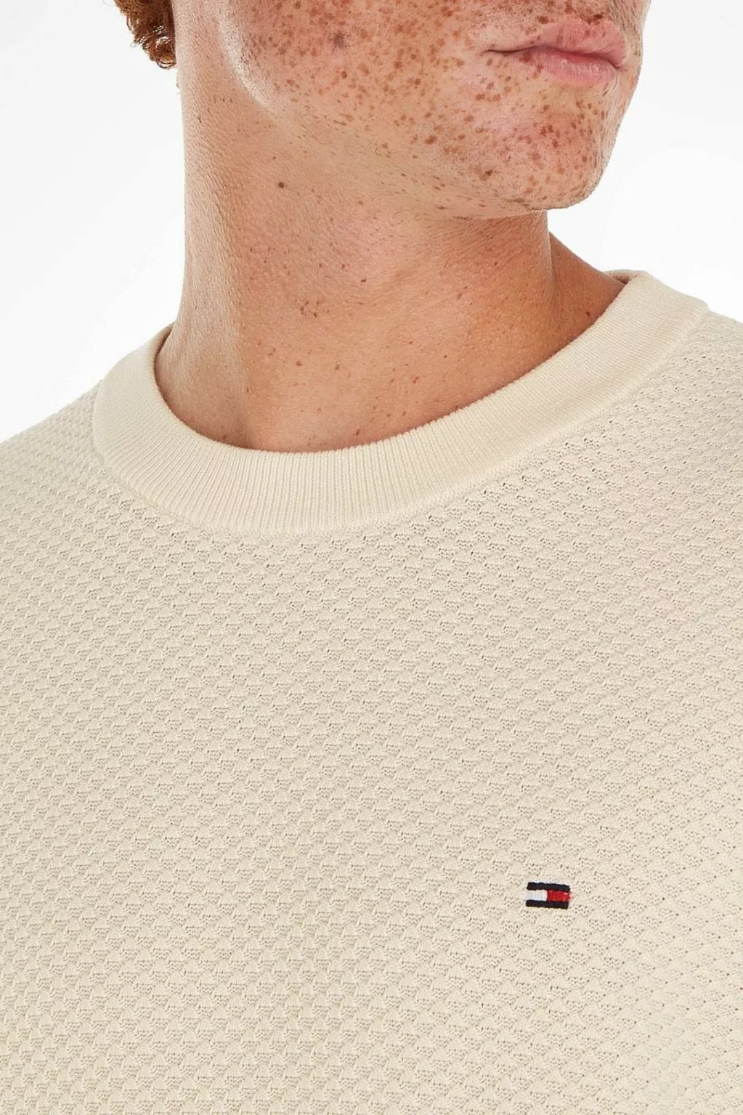 Tommy Hilfiger Pullover Struktur Ecru - Größe L günstig online kaufen