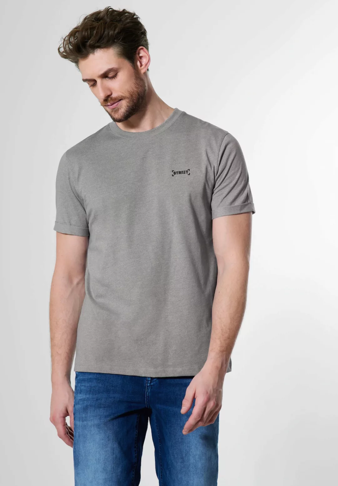 STREET ONE MEN T-Shirt, in Melange Optik günstig online kaufen