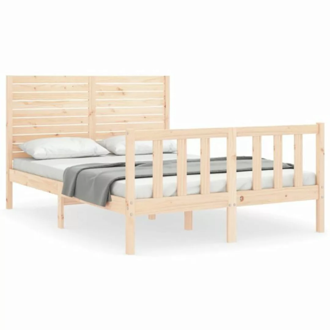 vidaXL Bettgestell Massivholzbett mit Kopfteil 140x190 cm Bett Bettgestell günstig online kaufen