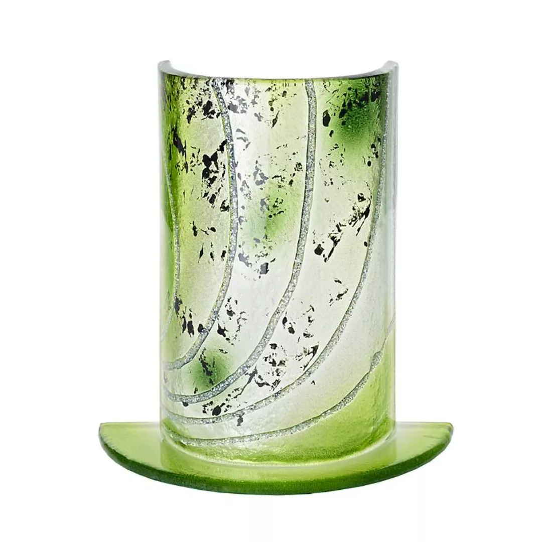 Windlicht Teelicht Kerzenhalter Tischdeko Terrasse Fusingglas 15cm grün Han günstig online kaufen