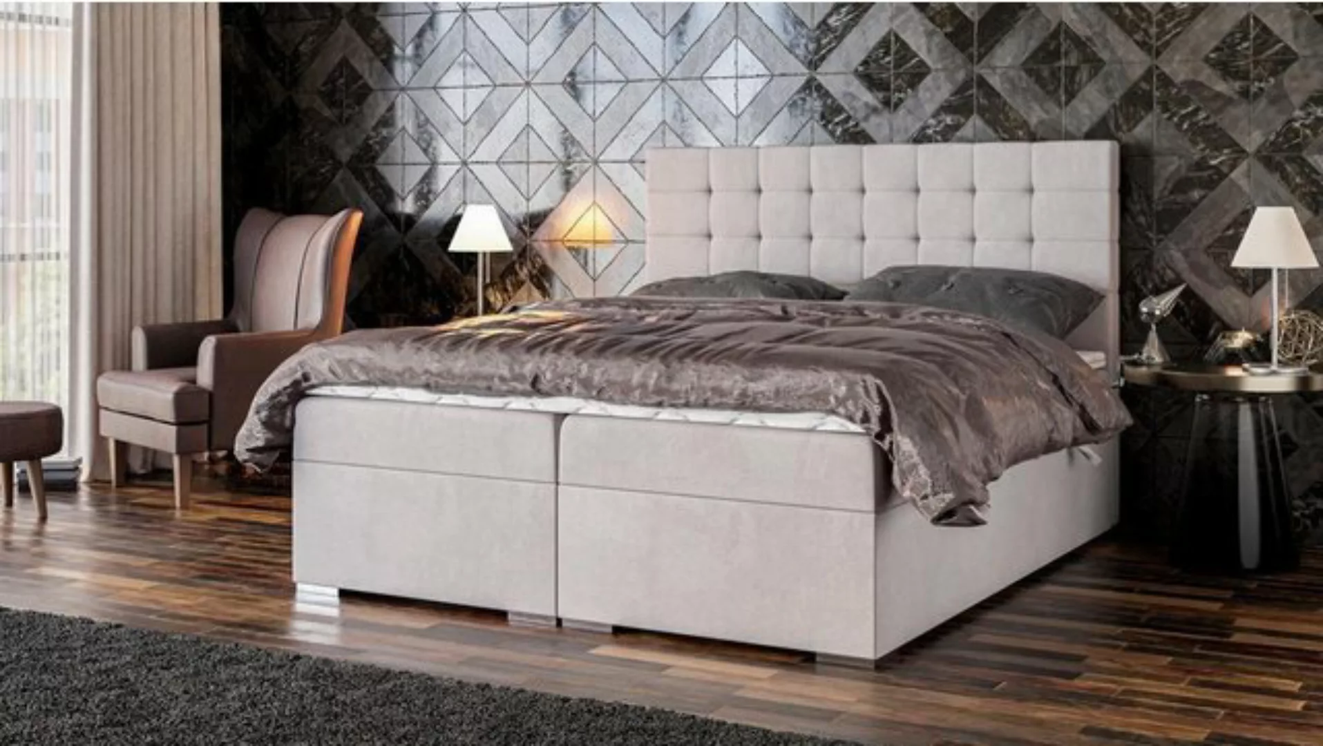 JVmoebel Boxspringbett Modern Design Doppelbett Luxus Schlafzimmer Textil B günstig online kaufen