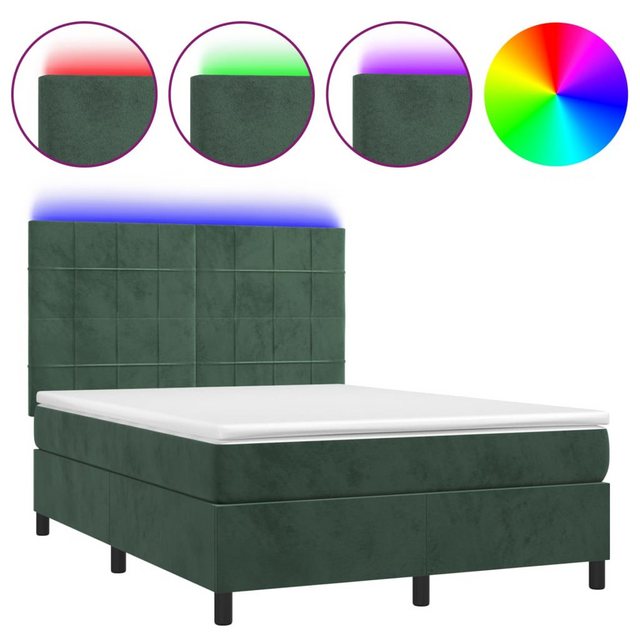 vidaXL Boxspringbett Boxspringbett mit Matratze & LED Samt (140 x 200 cm, G günstig online kaufen