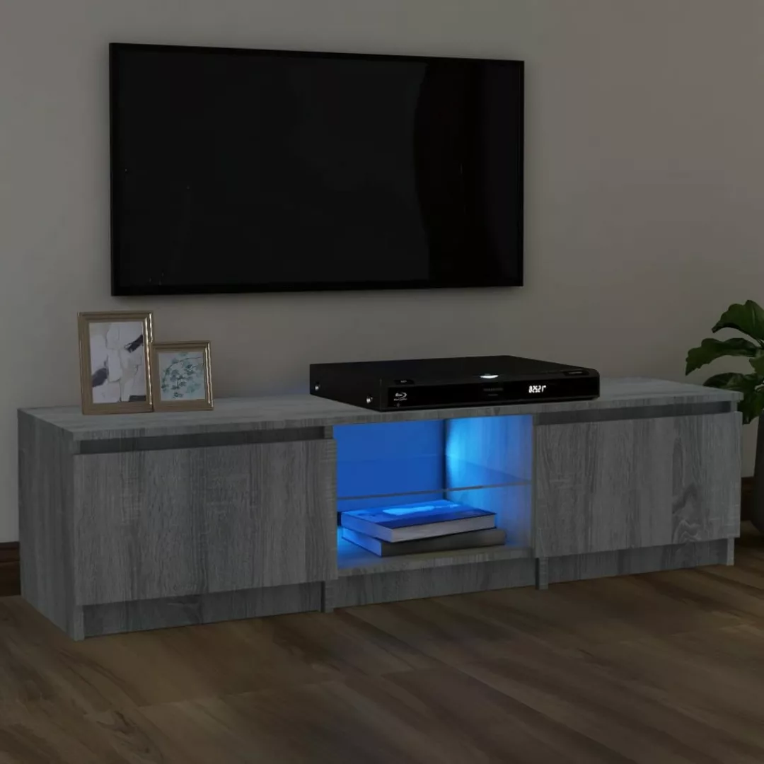 Vidaxl Tv-schrank Mit Led-leuchten Grau Sonoma 140x40x35,5 Cm günstig online kaufen