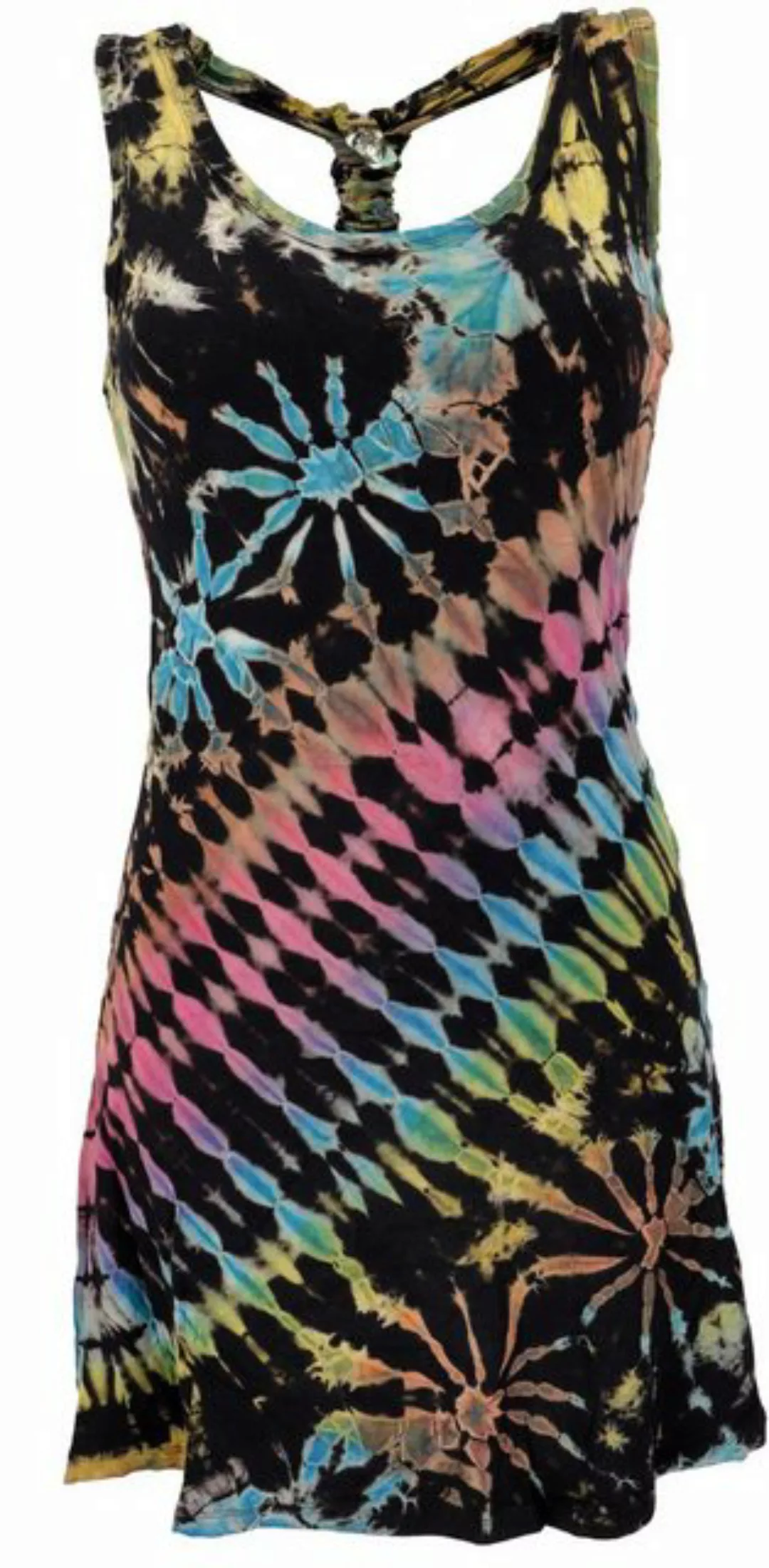 Guru-Shop Midikleid Unikat Batik Minikleid, Boho Tank-Kleid - schwarz alter günstig online kaufen