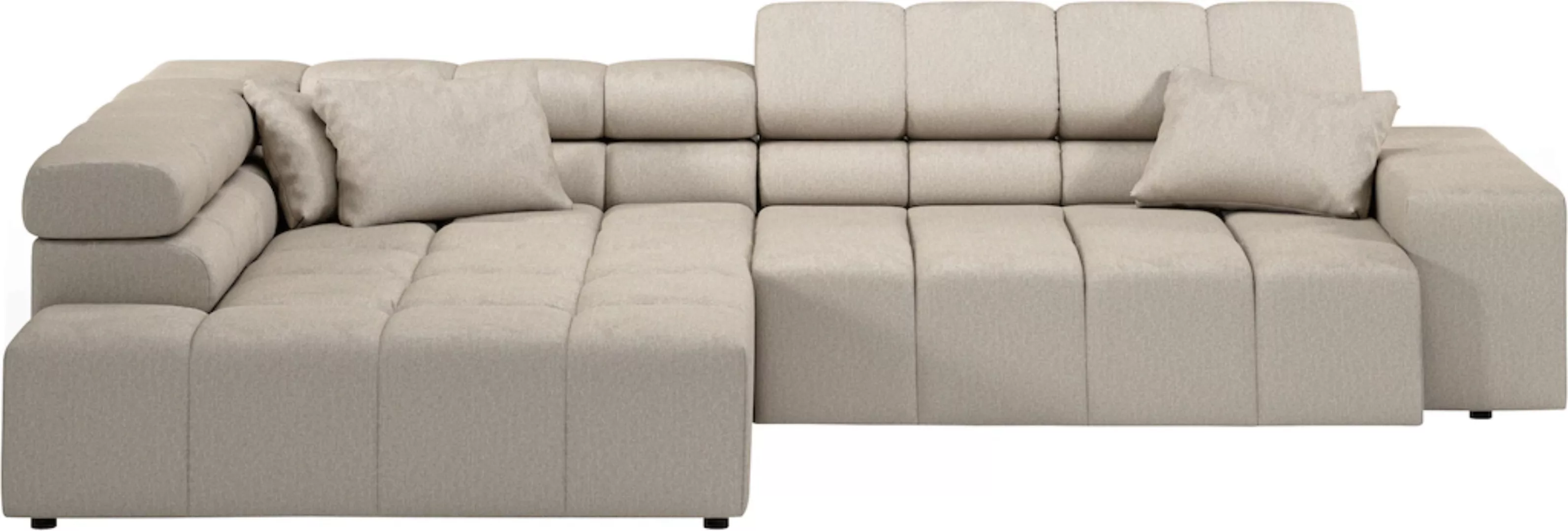 INOSIGN Ecksofa Ancona incl. Kopfteilverstellung, Zierkissen Breite 319cm, günstig online kaufen