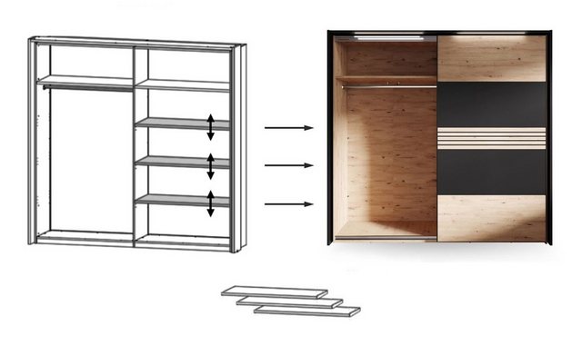 58 aufm Kessel Kleiderschrank Janet 104x3x49 Artisan Eiche 10264 (Sparset, günstig online kaufen