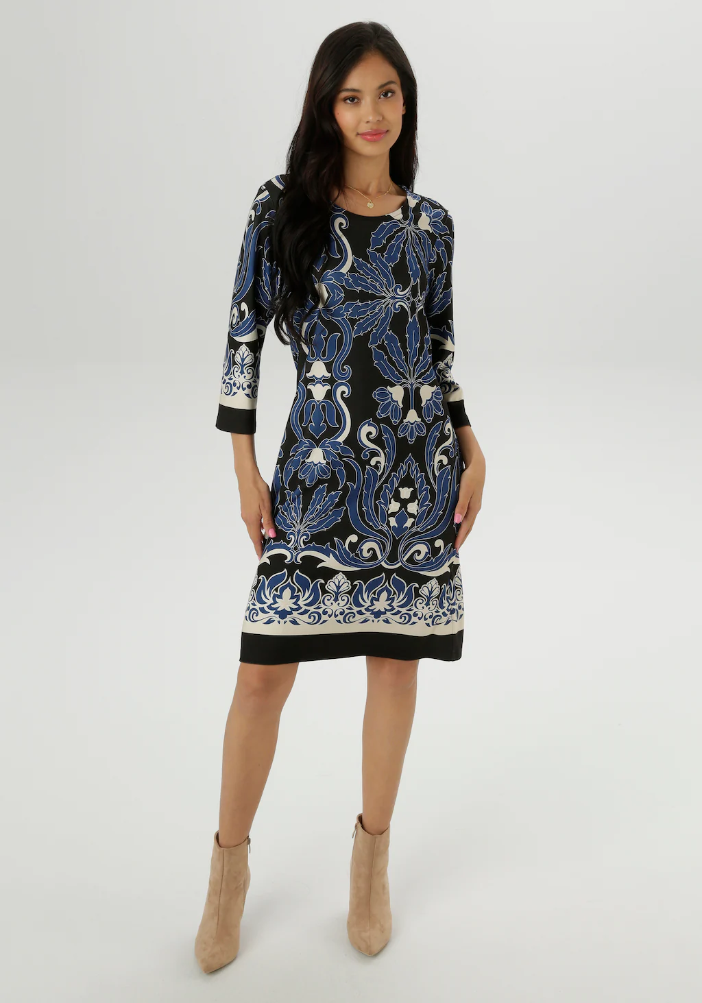 Aniston SELECTED Jerseykleid, mit Ornamenten- und Rankendruck Allover - NEU günstig online kaufen