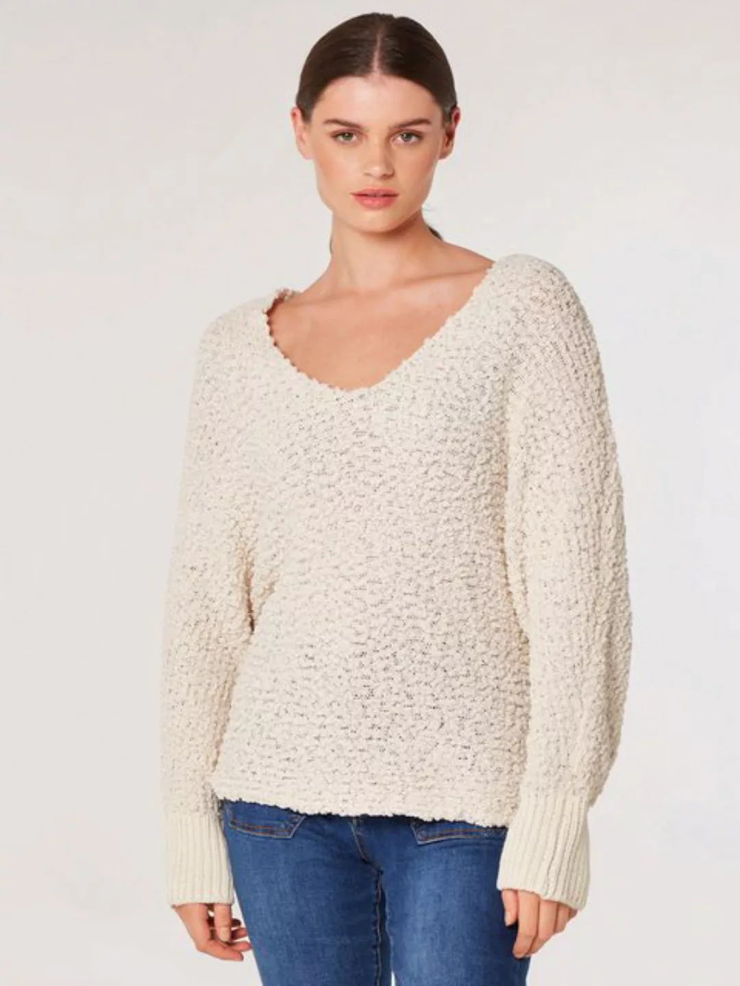 Apricot Strickpullover Fledermaus-Pullover, (1-tlg) mit Popcorn-Struktur günstig online kaufen