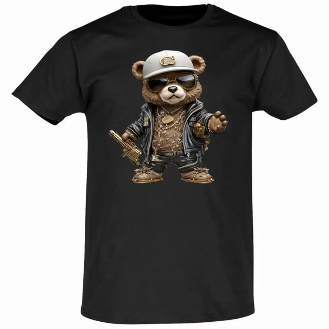 Banco T-Shirt Herren T-Shirt Gangster Bär mit weißer Kappe goldene Maschine günstig online kaufen