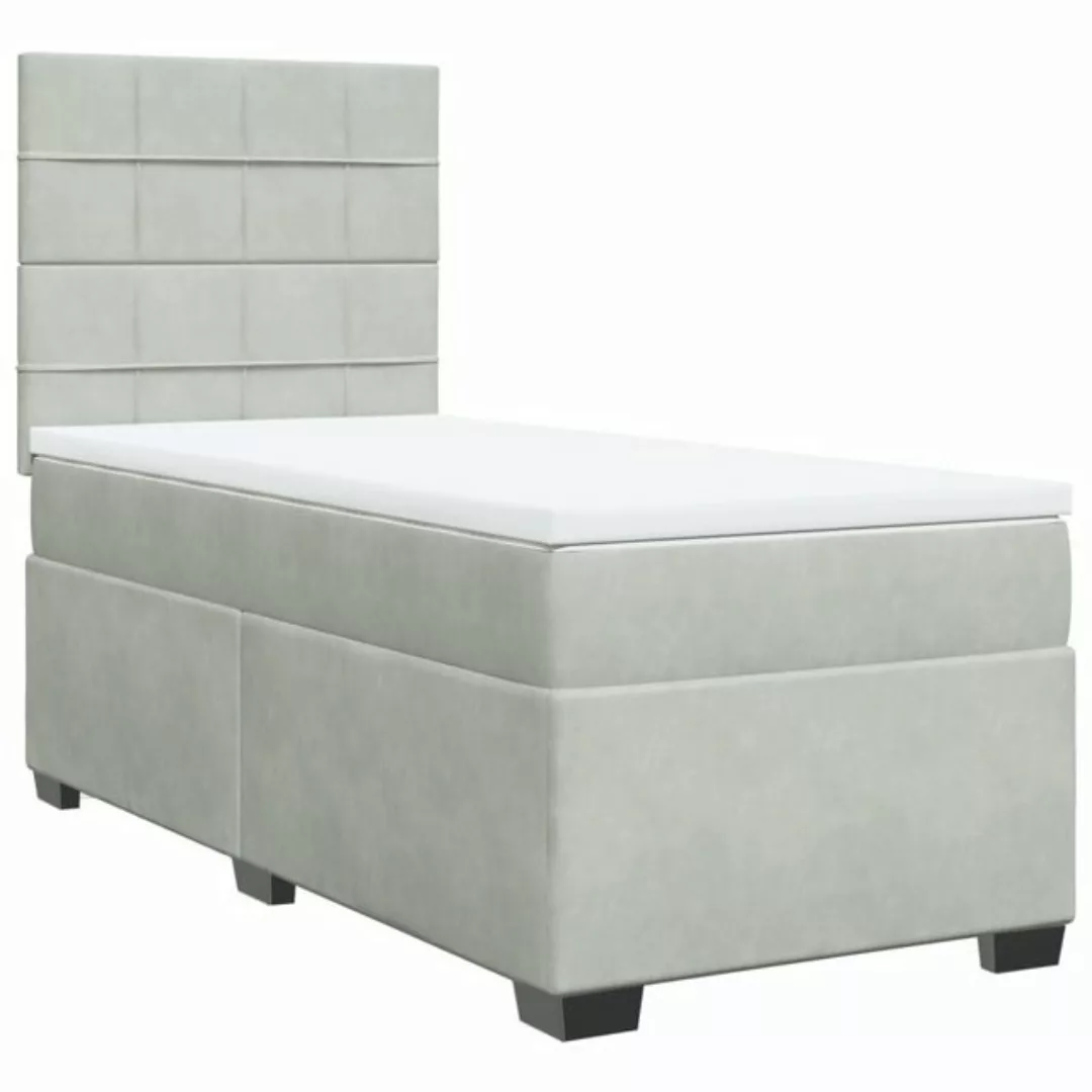 vidaXL Bett Boxspringbett mit Matratze Hellgrau 90x190 cm Samt günstig online kaufen