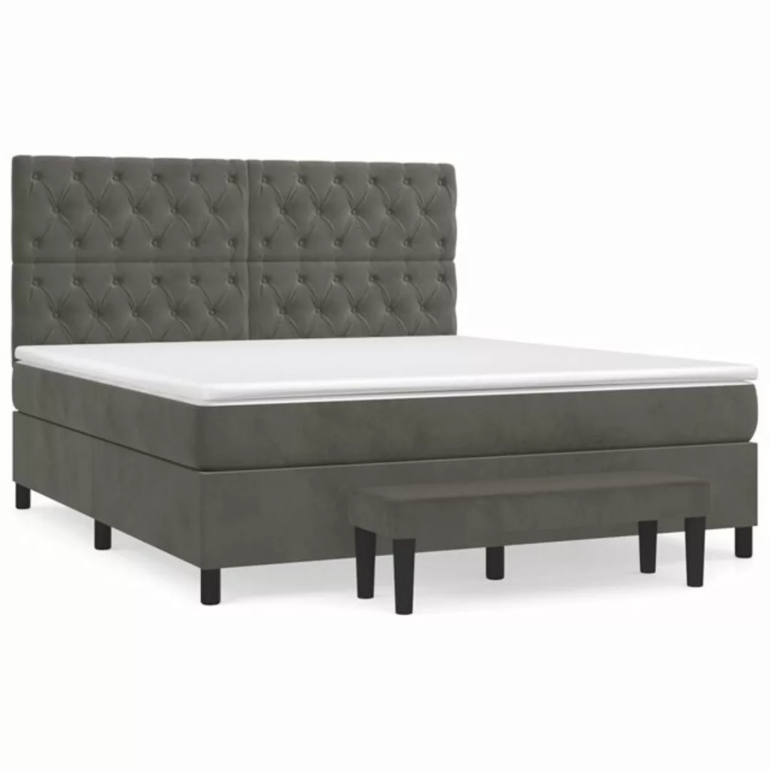 vidaXL Boxspringbett Boxspringbett mit Matratze Dunkelgrau 160x200 cm Samt günstig online kaufen