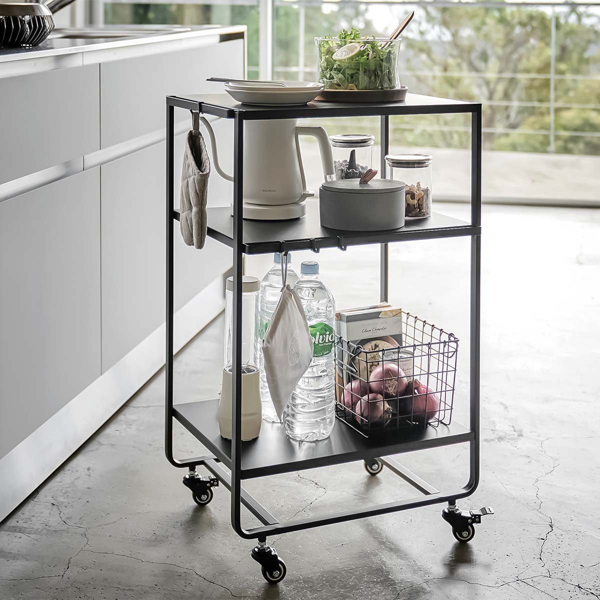 Yamazaki Küchenwagen "Tower" Küchenrollwagen 38x81x49cm, Metall, günstig online kaufen
