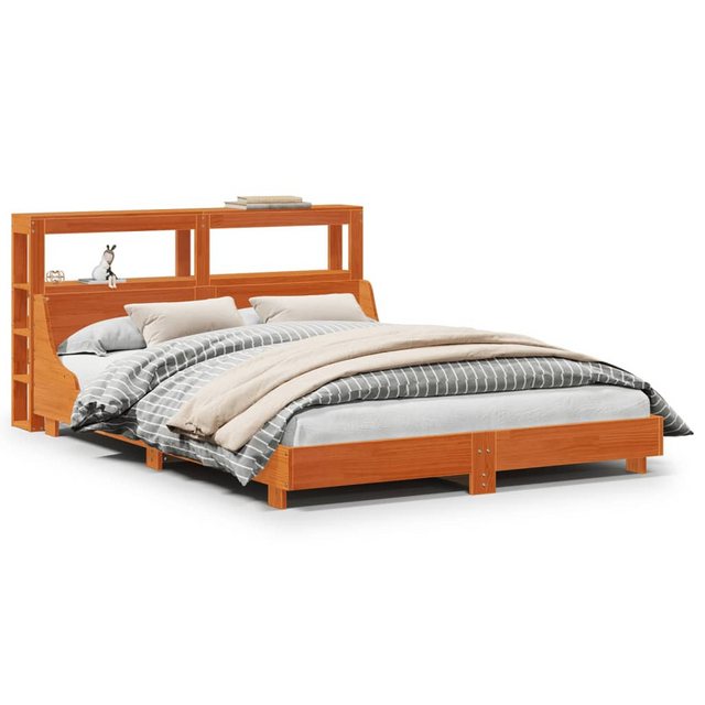 vidaXL Bett, Massivholzbett ohne Matratze Wachsbraun 135x190 cm Kiefernholz günstig online kaufen