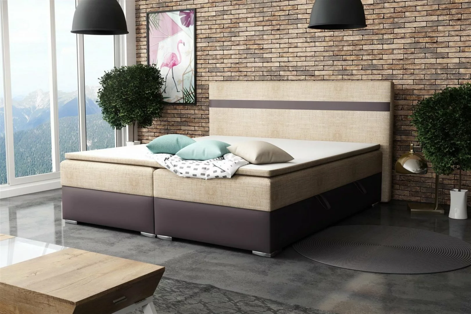 Fun Möbel Boxspringbett Boxspringbett Schlafzimmerbett DAWID in Stoff/Kunst günstig online kaufen