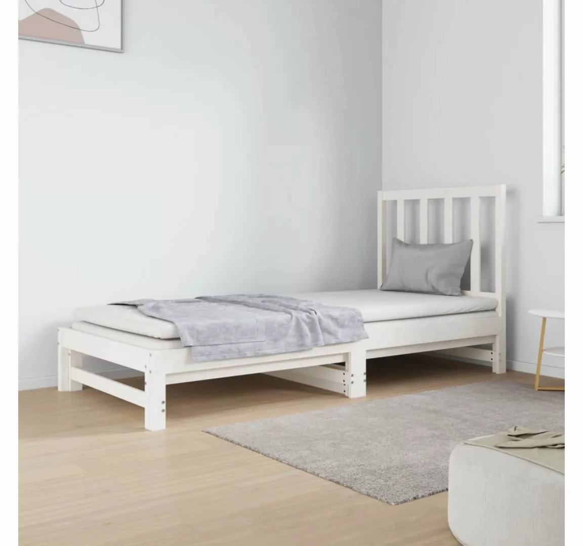 vidaXL Gästebett Gästebett Tagesbett Ausziehbar Weiß 2x90x190 cm Massivholz günstig online kaufen