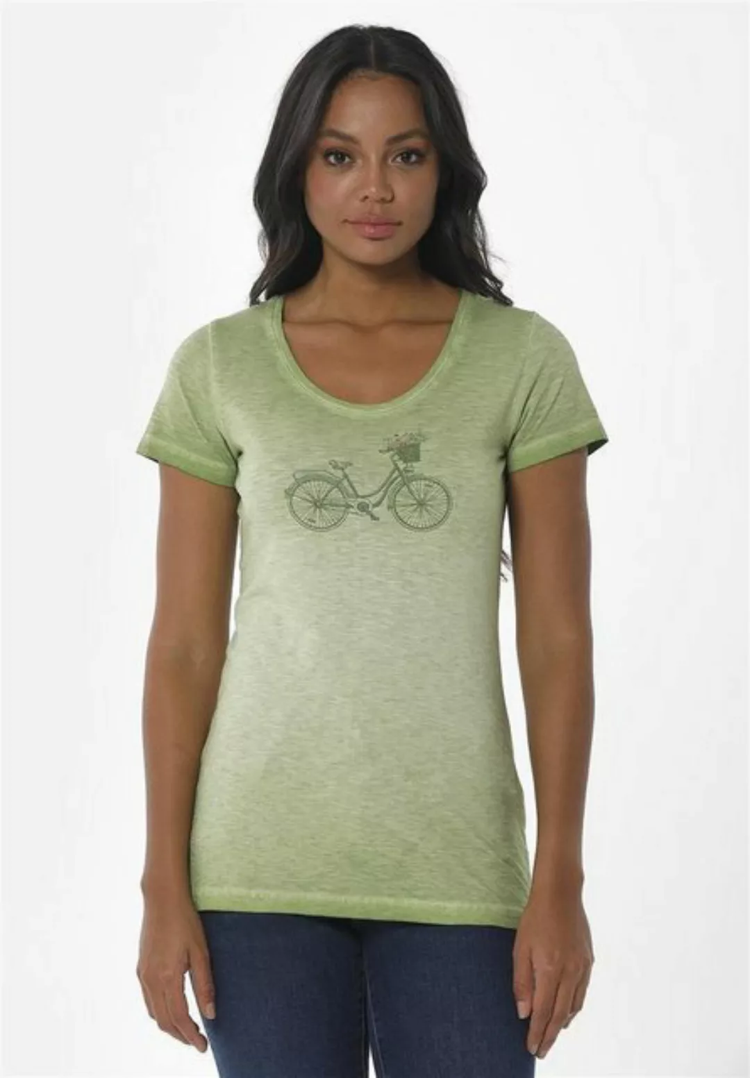 ORGANICATION T-Shirt Women's Garment-Dyed Printed T-shirt in Grass Green günstig online kaufen