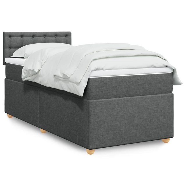 vidaXL Boxspringbett, Boxspringbett mit Matratze Dunkelgrau 100x200 cm Stof günstig online kaufen