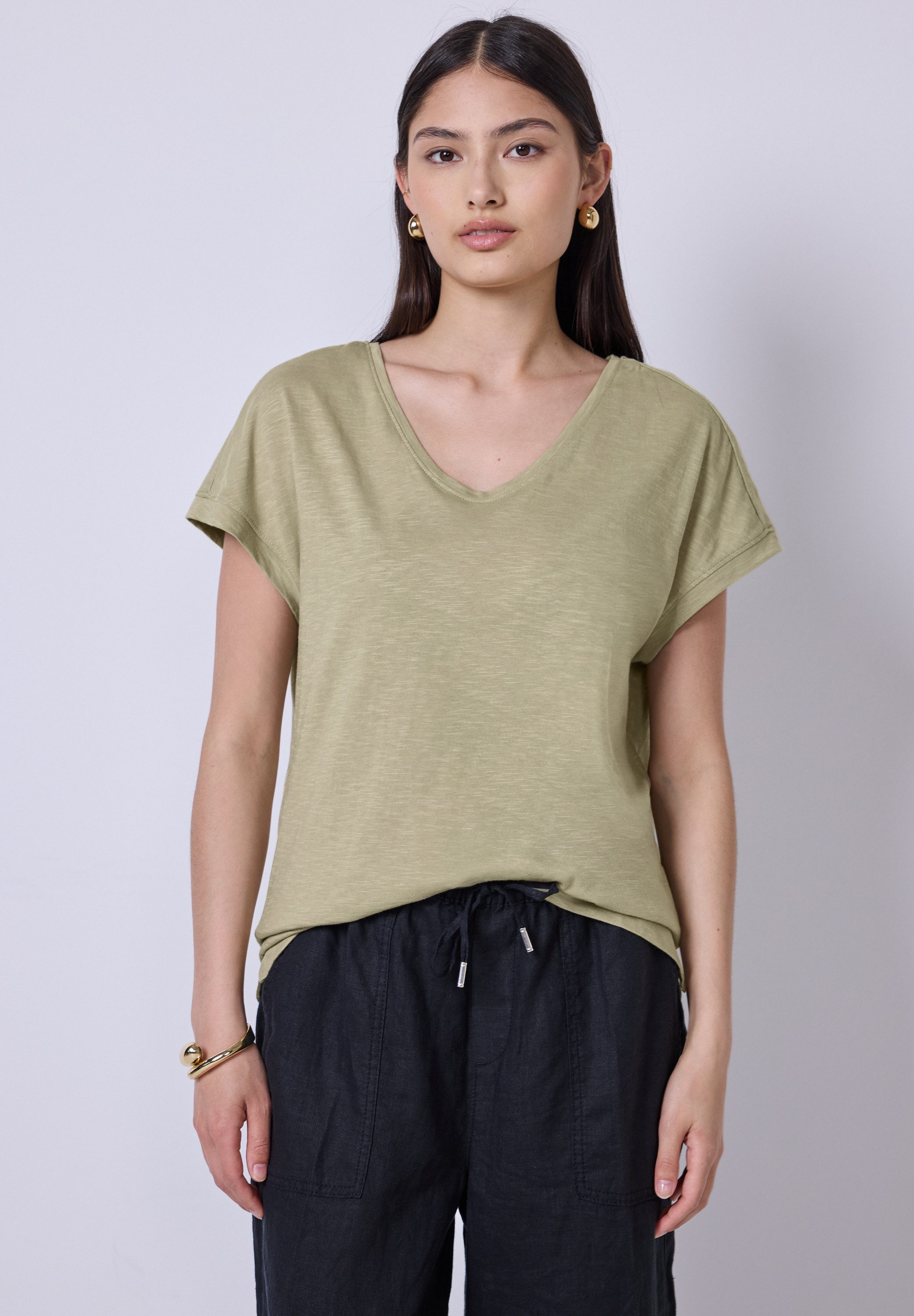STREET ONE STUDIO V-Shirt, im soften Baumwoll-Mix günstig online kaufen