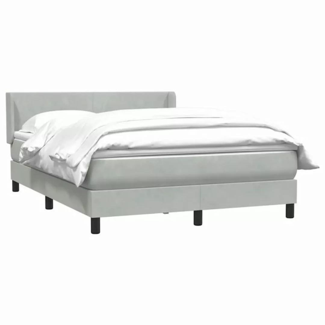 vidaXL Bett Boxspringbett mit Matratze Hellgrau 160x210 cm Samt günstig online kaufen