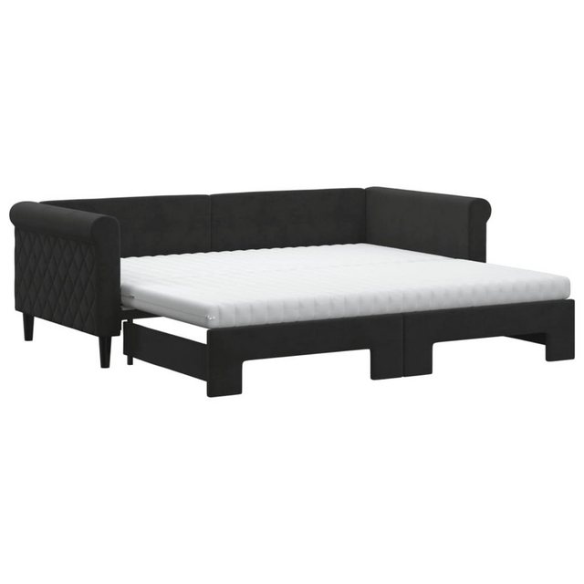 vidaXL Bett Tagesbett Ausziehbar mit Matratzen Schwarz 90x190 cm Samt günstig online kaufen