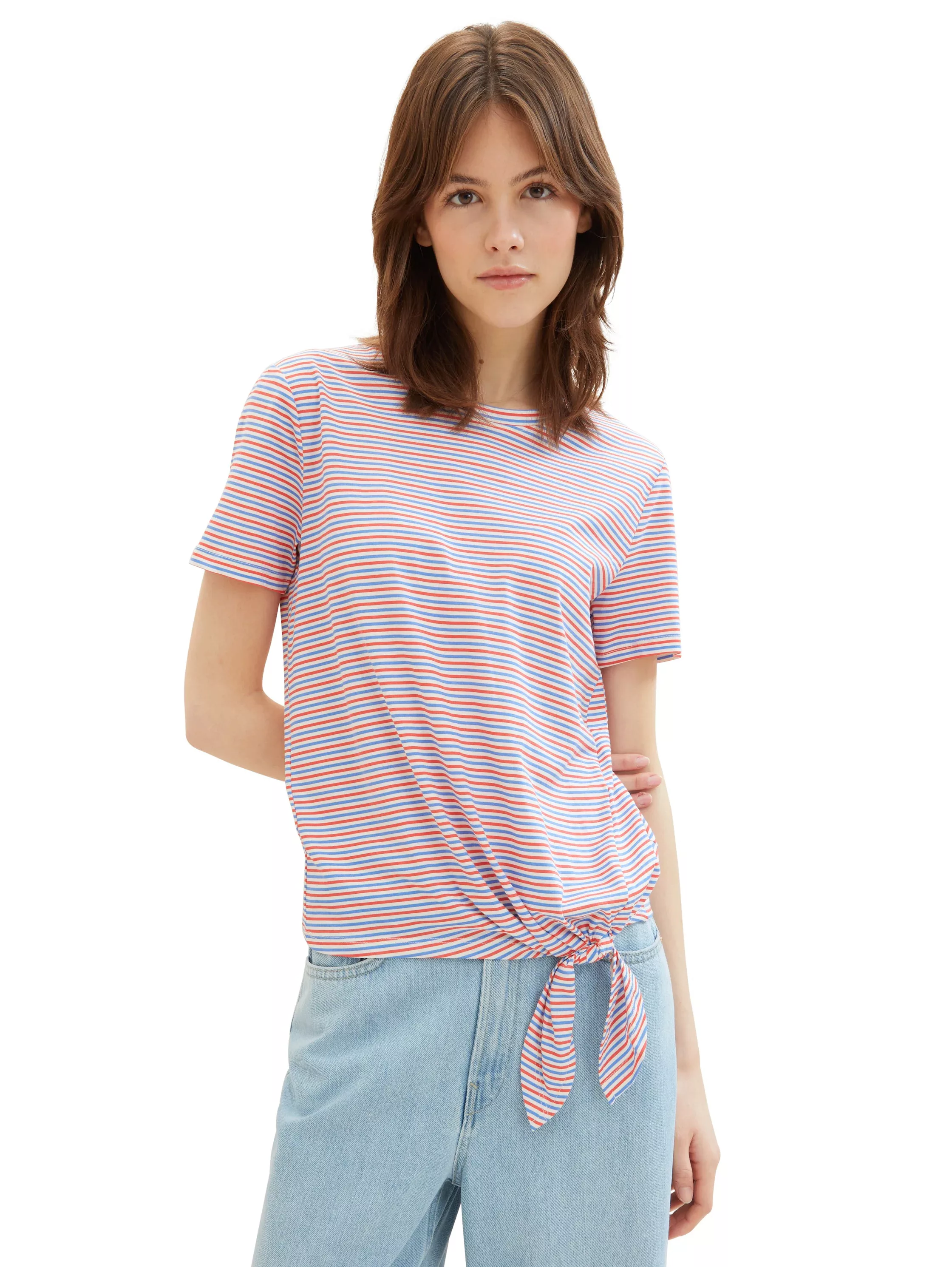 TOM TAILOR Denim T-Shirt, mit Minimalprint und seitlichem Knoten günstig online kaufen