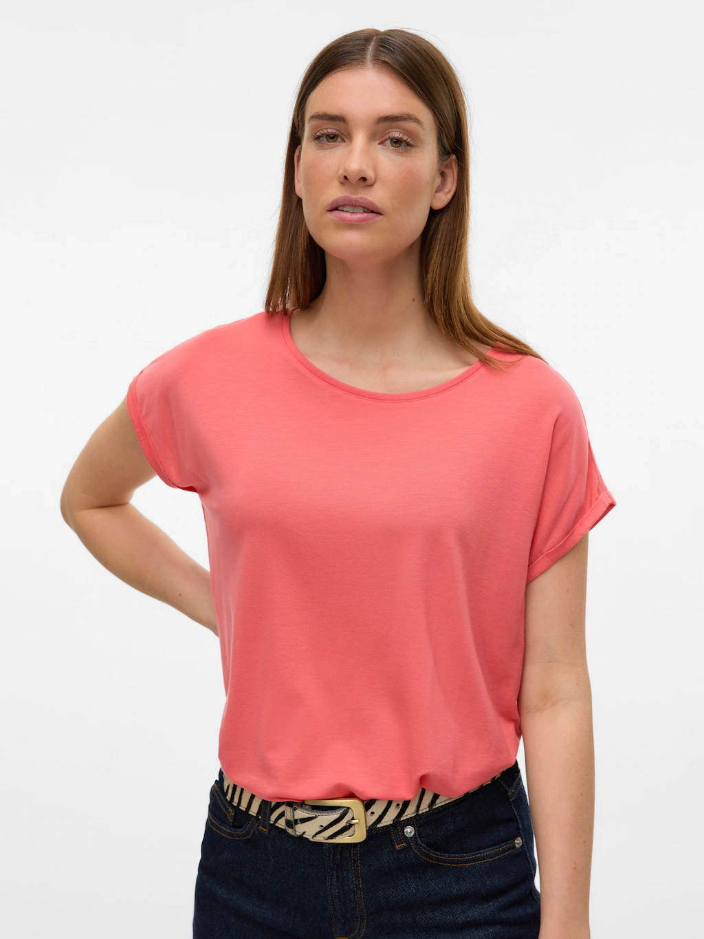 Vero Moda Rundhalsshirt "VMAVA PLAIN SS TOP GAJRS NOOS" günstig online kaufen