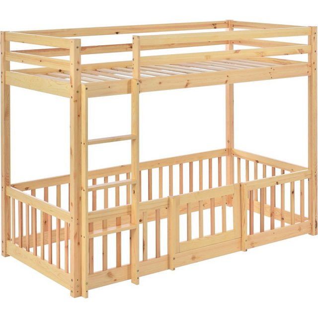 Celya Kinderbett 90x200cm Doppelbett mit Treppe, Kinderbett mit Zaun und Tü günstig online kaufen