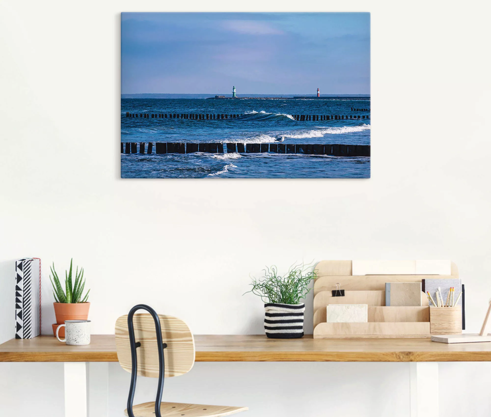 Artland Wandbild "Mole und Buhnen in Warnemünde II", Meer Bilder, (1 St.) günstig online kaufen