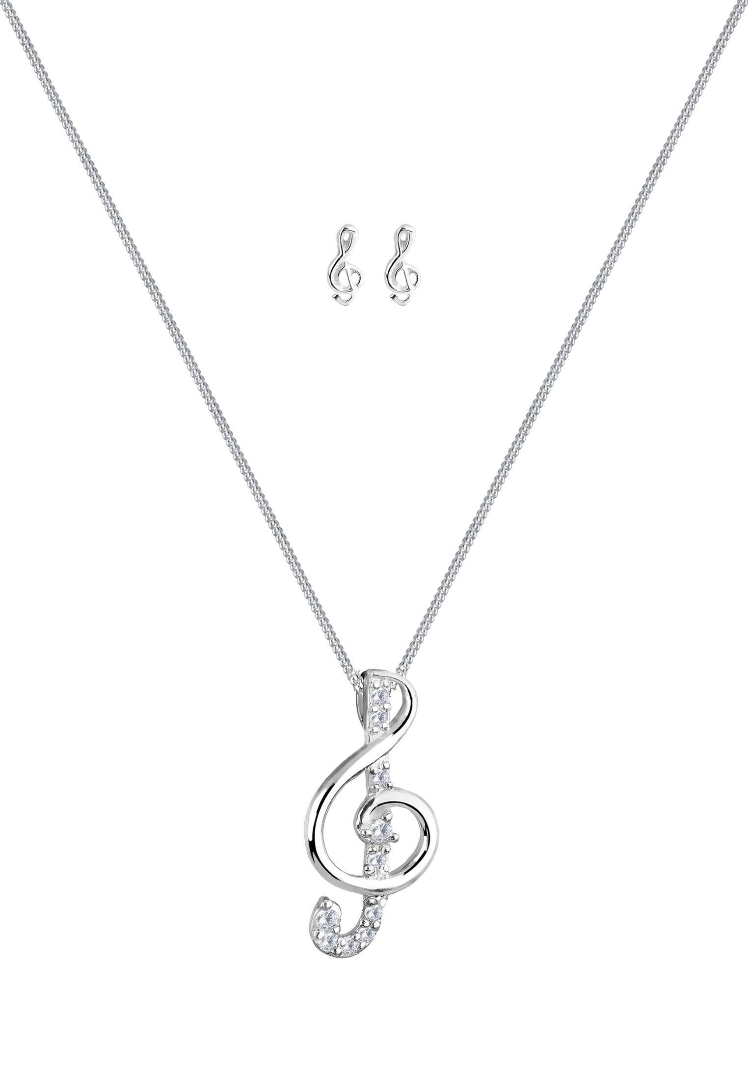 Elli Schmuckset Notenschlüssel Zirkonia Weiß 925 günstig online kaufen