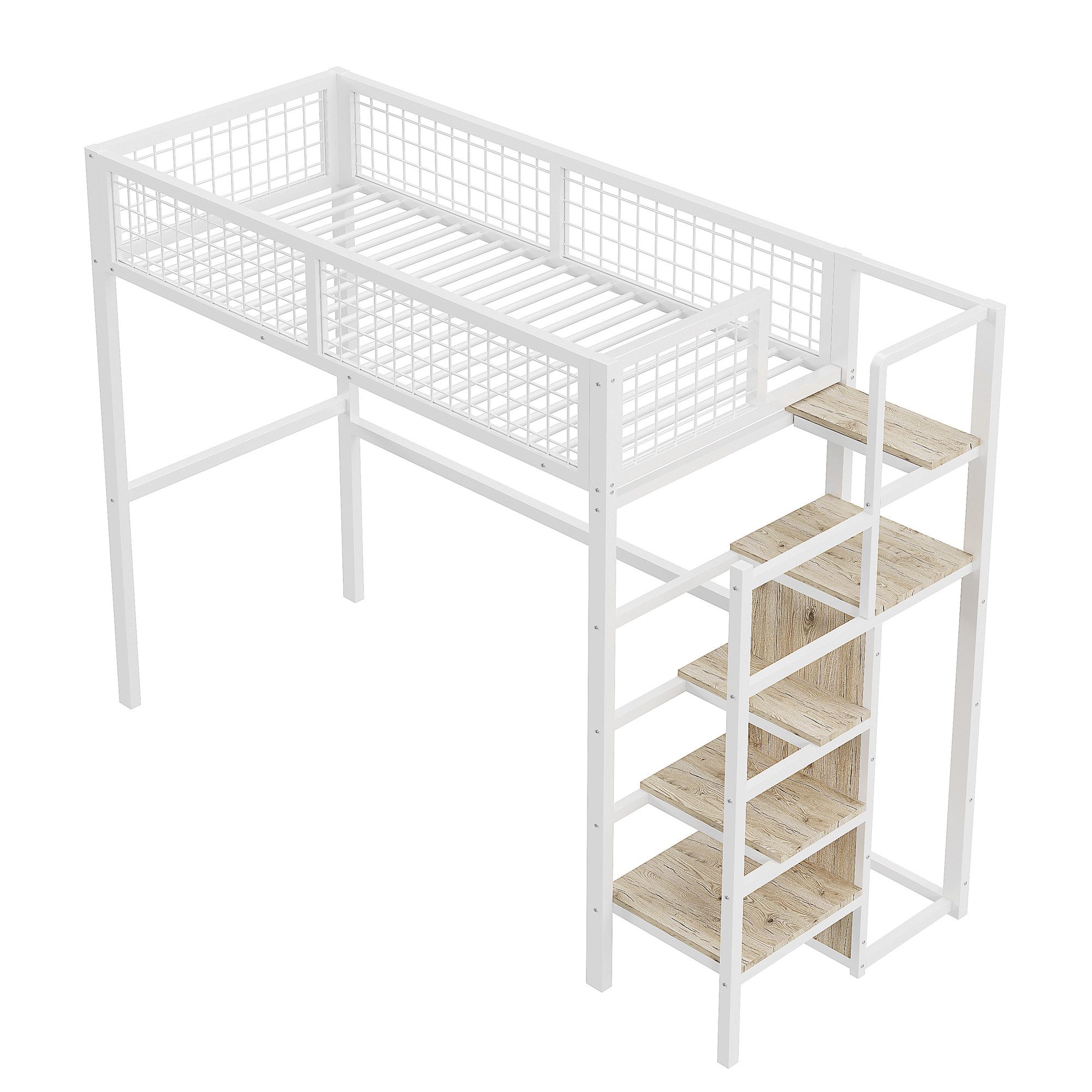 OKWISH Metallbett Kinderbett Einzelbett Stauraumbett Funktionsbett günstig online kaufen