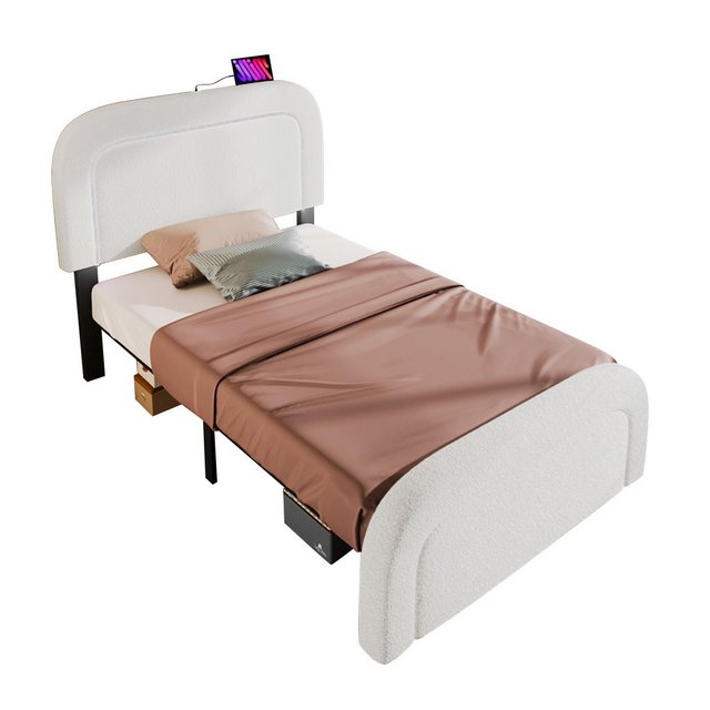 Rutaqian Daybed Bettgestell mit USB Typ C Ladefunktion LED-Beleuchtung, 160 günstig online kaufen