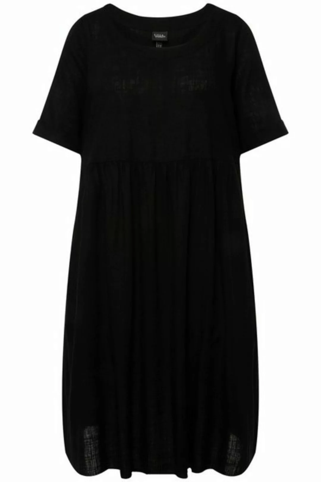 Ulla Popken Jerseykleid Kleid Leinenmix A-Linie Rundhals Halbarm günstig online kaufen