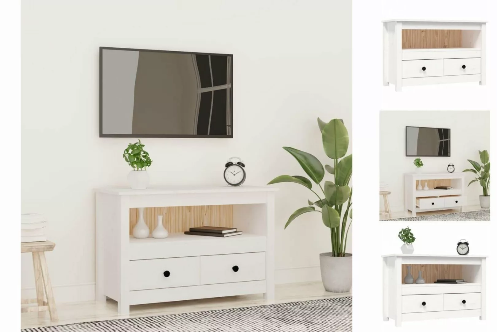 vidaXL TV-Schrank TV-Schrank Weiß 79x35x52 cm Massivholz Kiefer günstig online kaufen