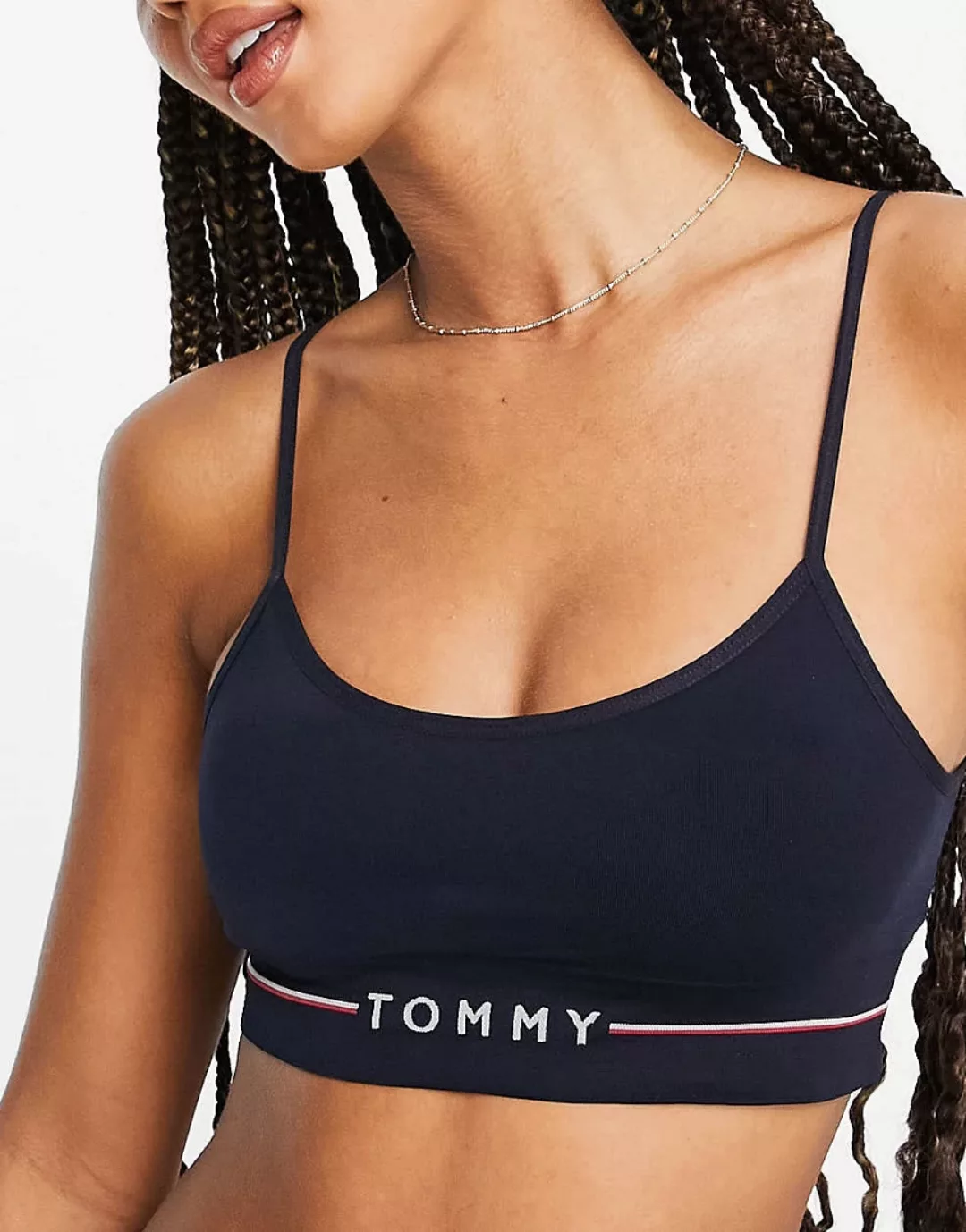 Tommy Hilfiger – Ungefüttertes, nahtloses Bralette in Navy-Marineblau günstig online kaufen