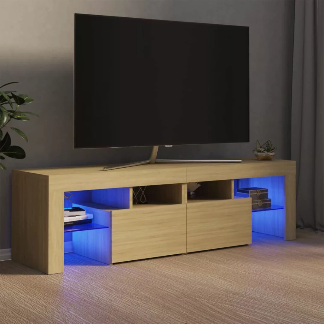 vidaXL TV-Schrank TV-Schrank mit LED-Leuchten Sonoma-Eiche 140x35x40 cm Low günstig online kaufen
