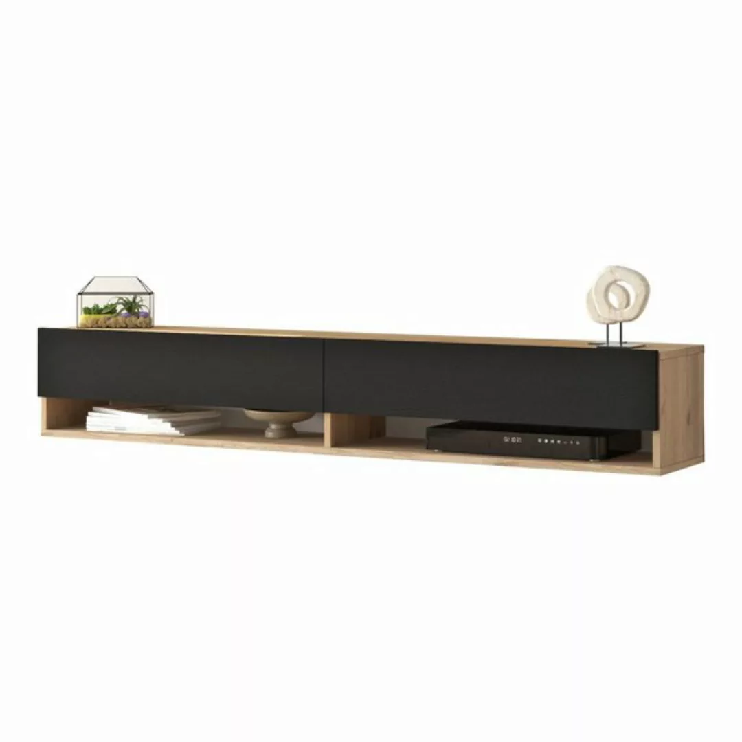 en.casa TV-Schrank »Laitila« TV Hängeboard 180x31,5x29,5cm Eiche/Schwarz günstig online kaufen